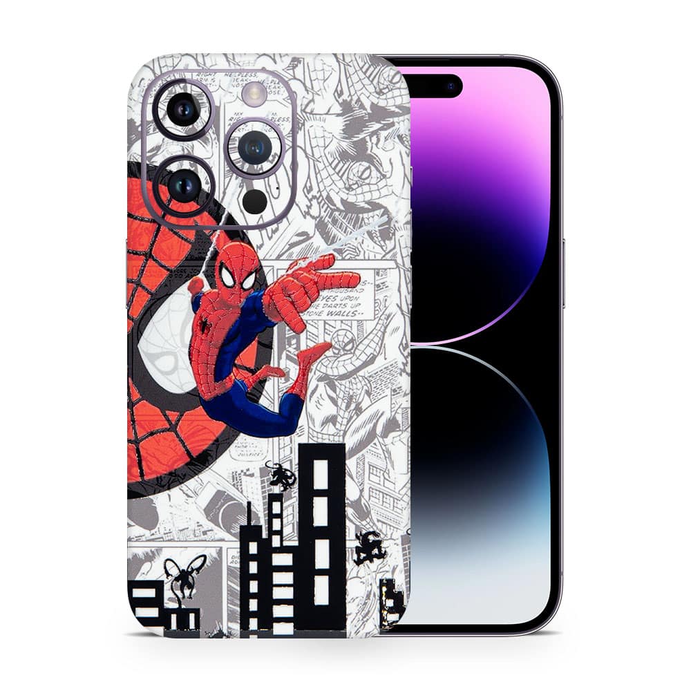 Iphone 14 pro max spiderman comic 3d skin wrapitskin