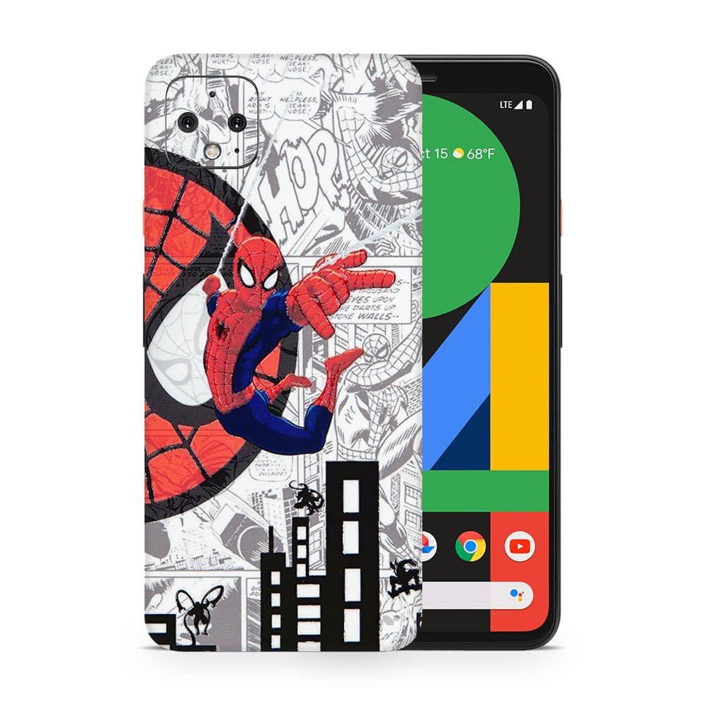 Pixel 4 spiderman comic 3d skin wrapitskin