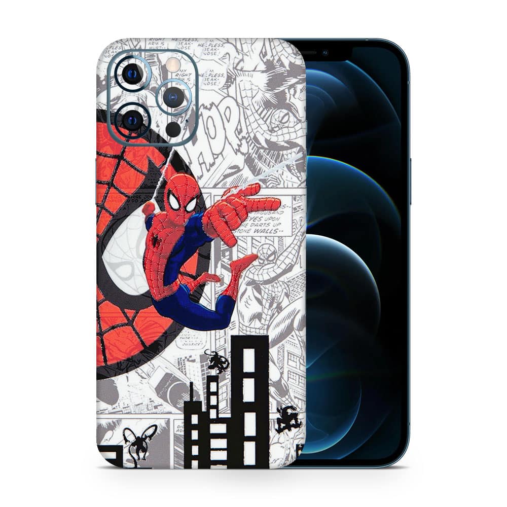Iphone 12 pro max spiderman comic 3d skin wrapitskin