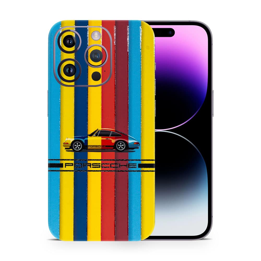 Iphone 14 pro porsche multicolor 3d skin wrapitskin