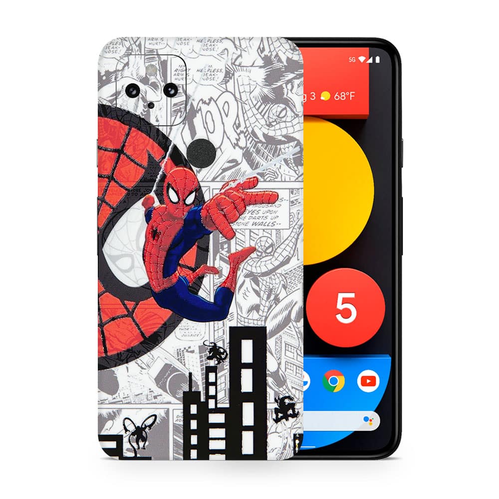Pixel 5 spiderman comic 3d skin wrapitskin