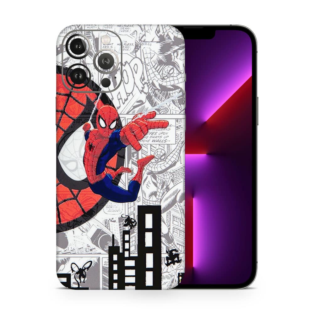 Iphone 13 pro max spiderman comic 3d skin wrapitskin