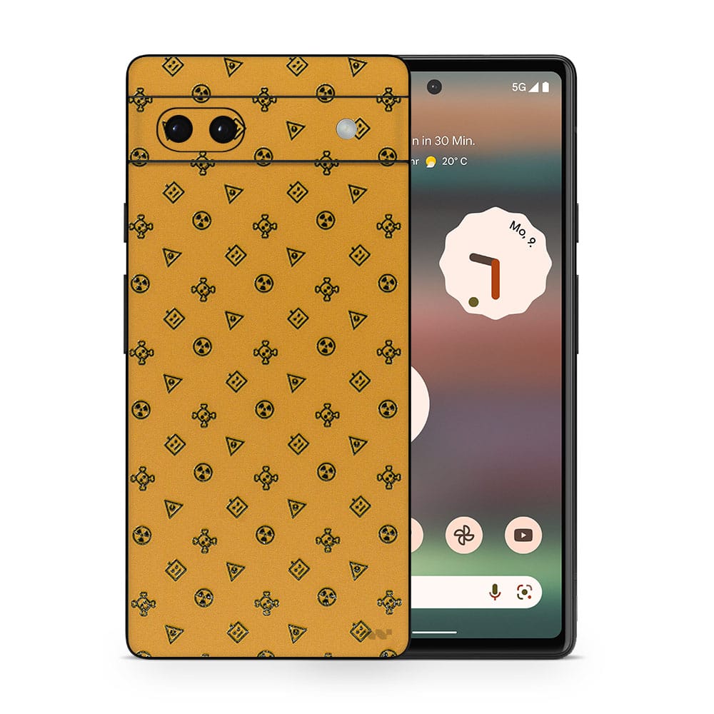 Pixel 6a yellow danger 3d skin wrapitskin