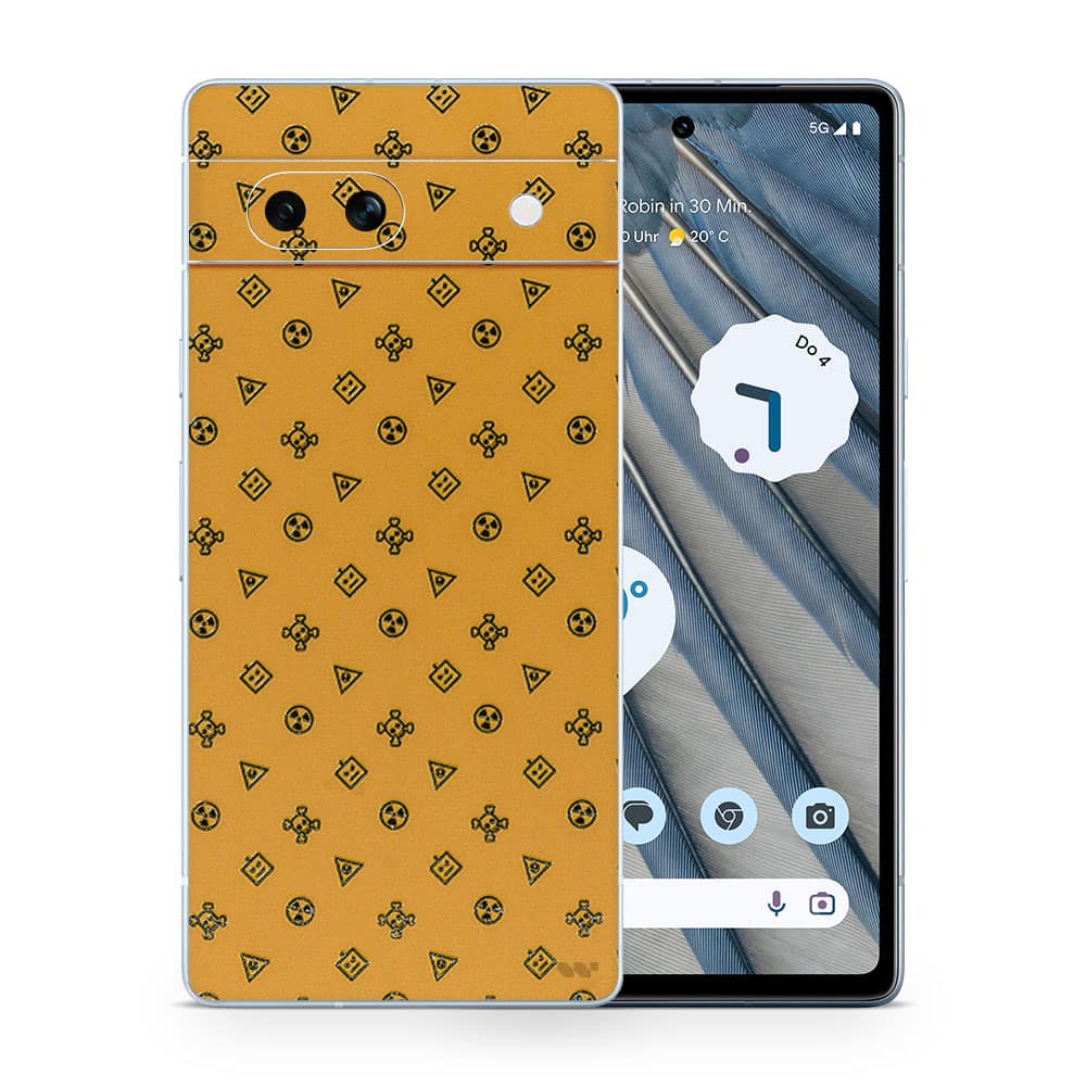 Pixel 7a yellow danger 3d skin wrapitskin