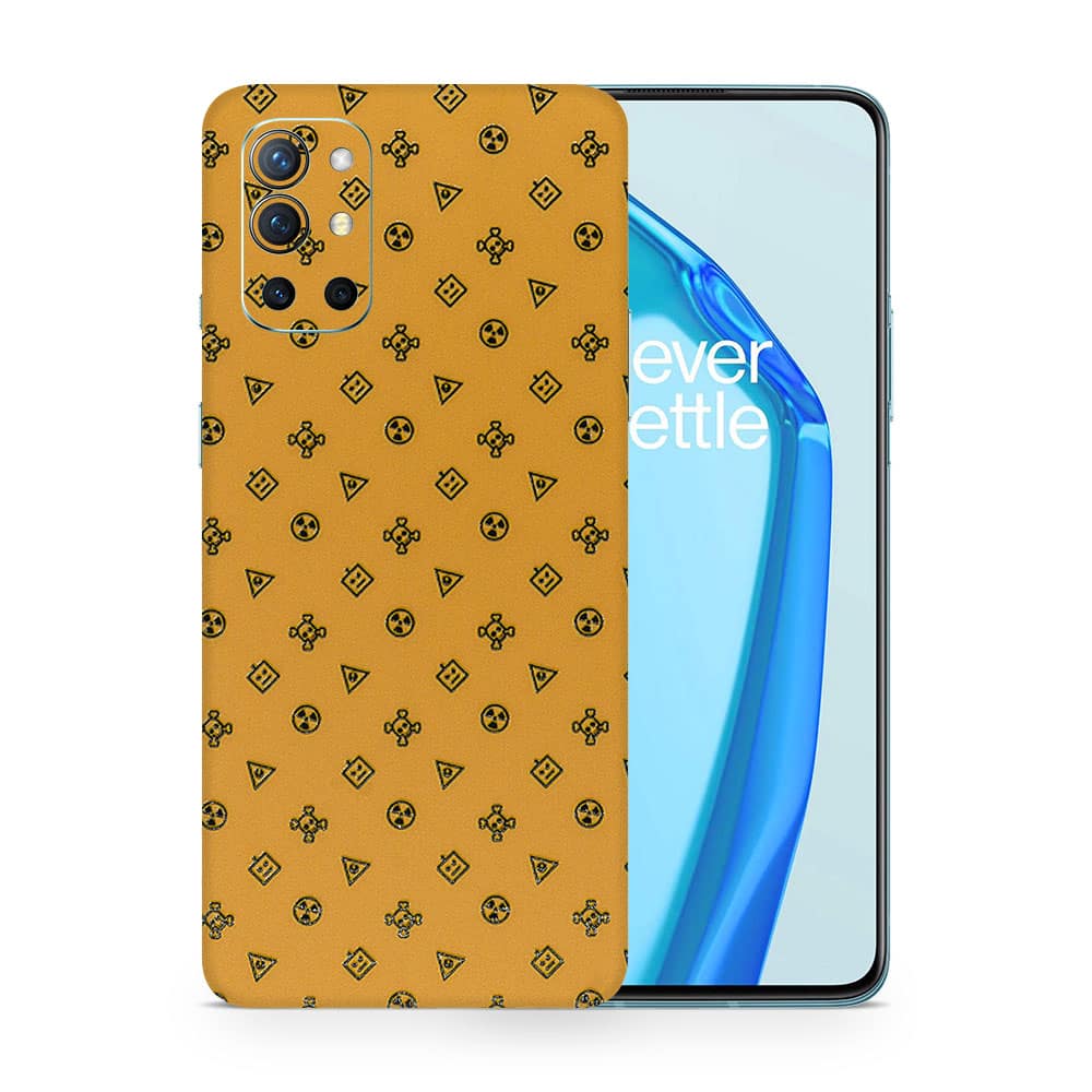 Oneplus 9r yellow danger 3d skin wrapitskin
