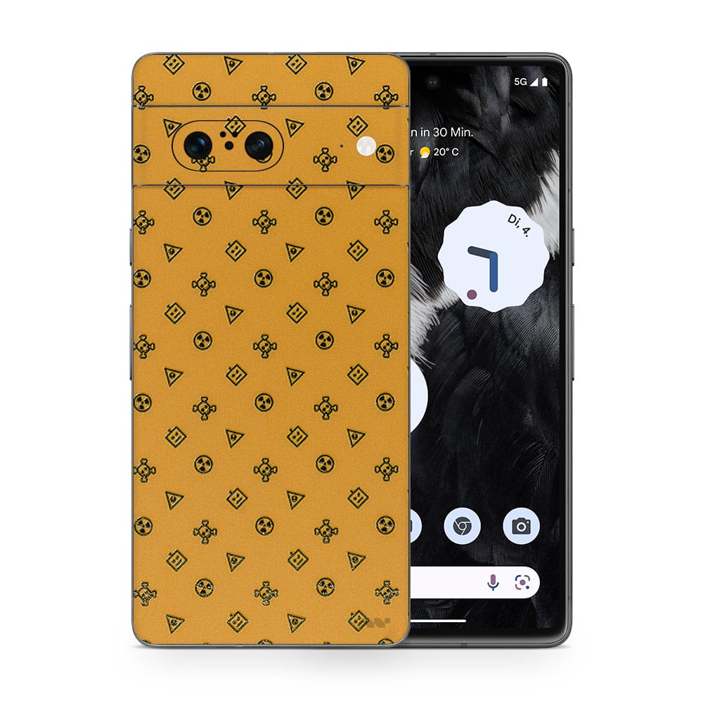 Pixel 7 yellow danger 3d skin wrapitskin