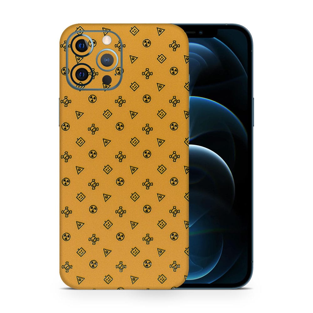 Iphone 12 pro max yellow danger 3d skin wrapitskin