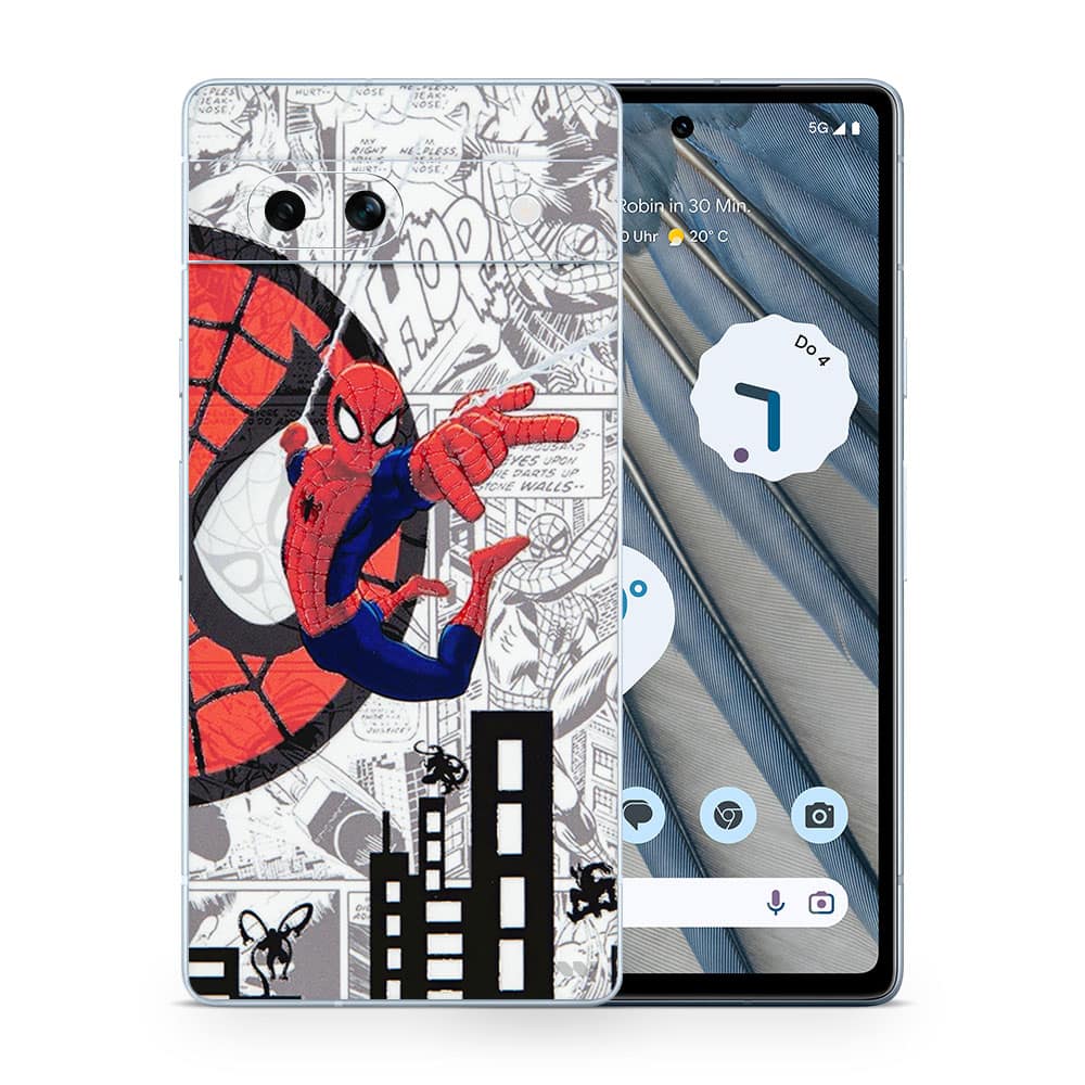 Pixel 7a spiderman comic 3d skin wrapitskin