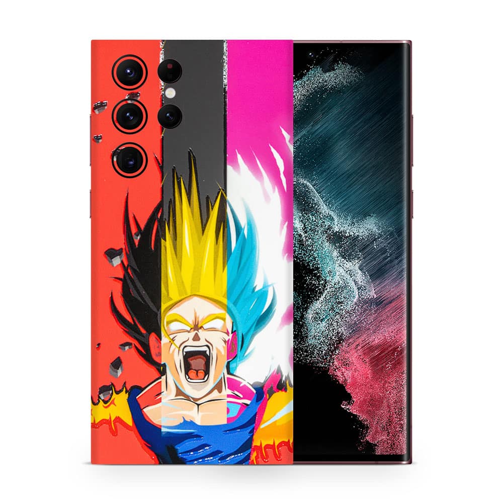 Galaxy s22 ultra angry goku 3d skin wrapitskin