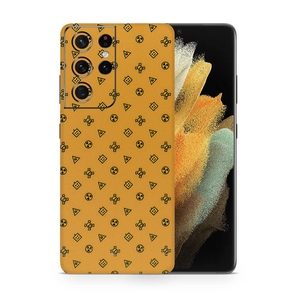 Galaxy s21 ultra yellow danger 3d skin wrapitskin