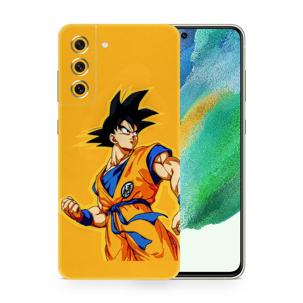 Galaxy s21 fe goku yellow 3d skin wrapitskin
