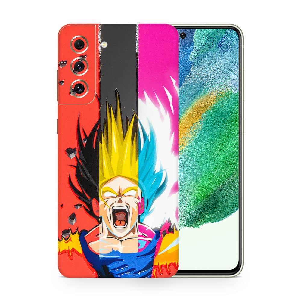Galaxy s21 fe angry goku 3d skin wrapitskin