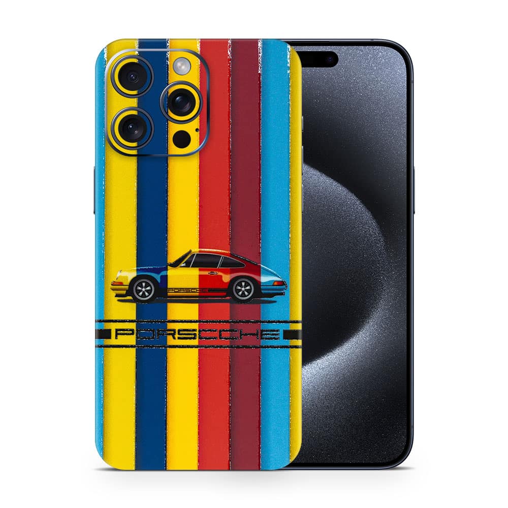 Iphone 15 pro max porsche multicolor 3d skin wrapitskin