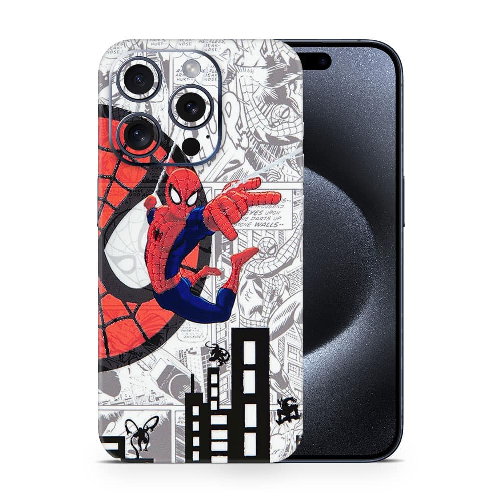 Iphone 15 pro spiderman comic 3d skin wrapitskin