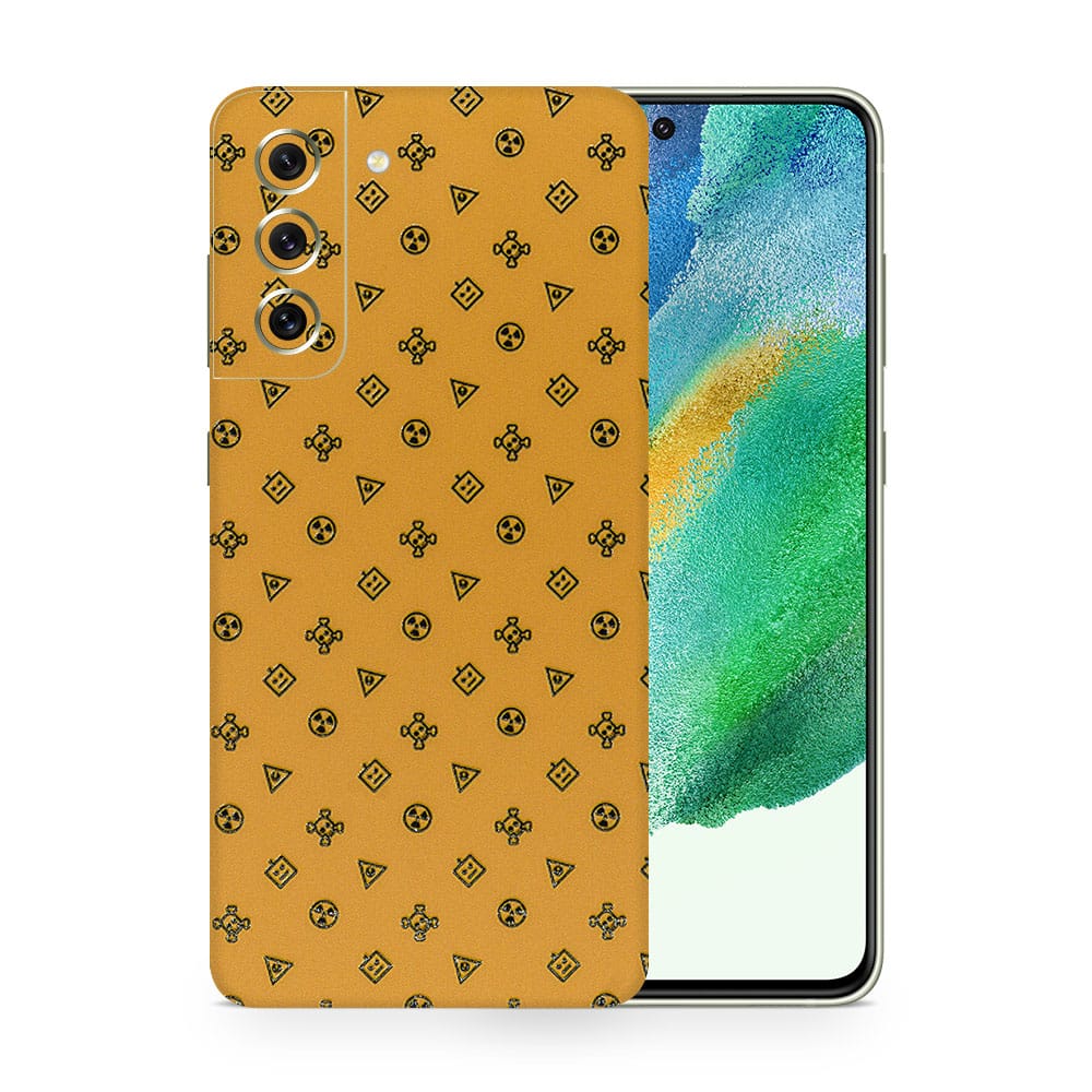 Galaxy s21 fe yellow danger 3d skin wrapitskin