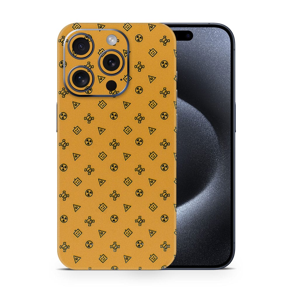 Iphone 15 pro yellow danger 3d skin wrapitskin