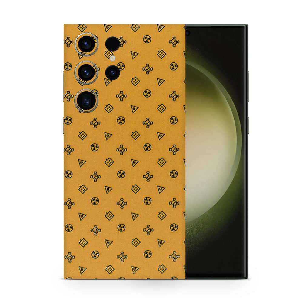 Galaxy s23 ultra yellow danger 3d skin wrapitskin