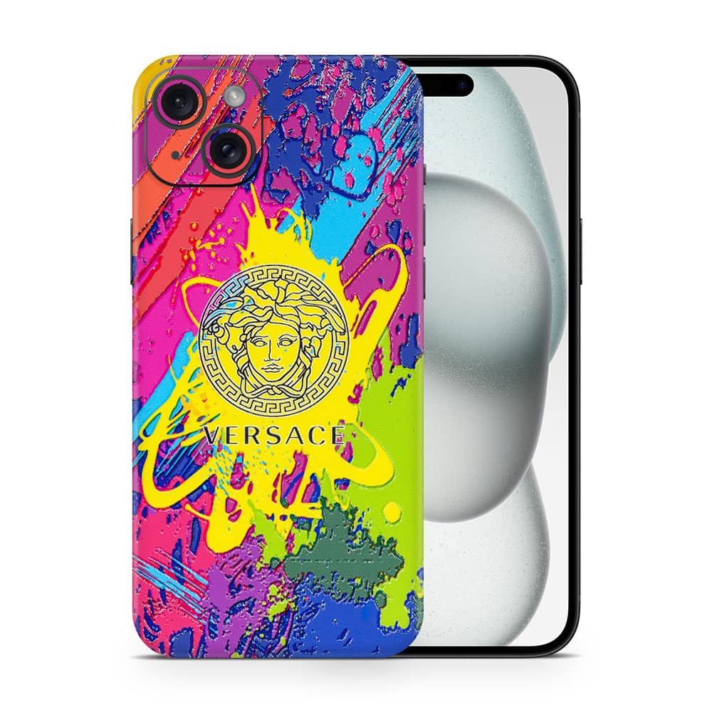 Iphone 15 plus versace colorful 3d skin wrapitskin