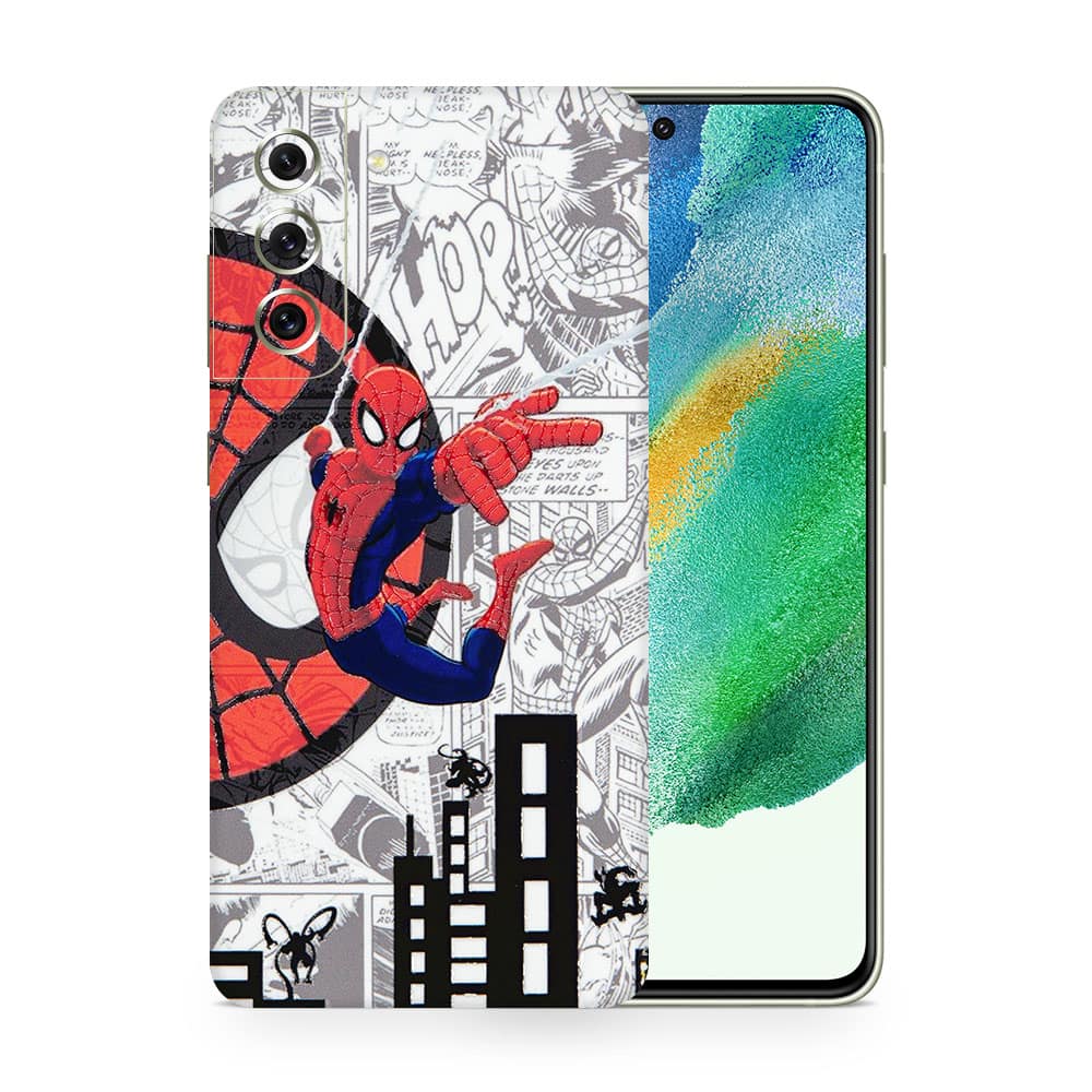 Galaxy s21 fe spiderman comic 3d skin wrapitskin