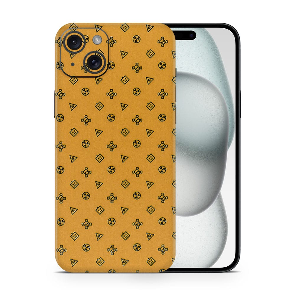 Iphone 15 plus yellow danger 3d skin wrapitskin