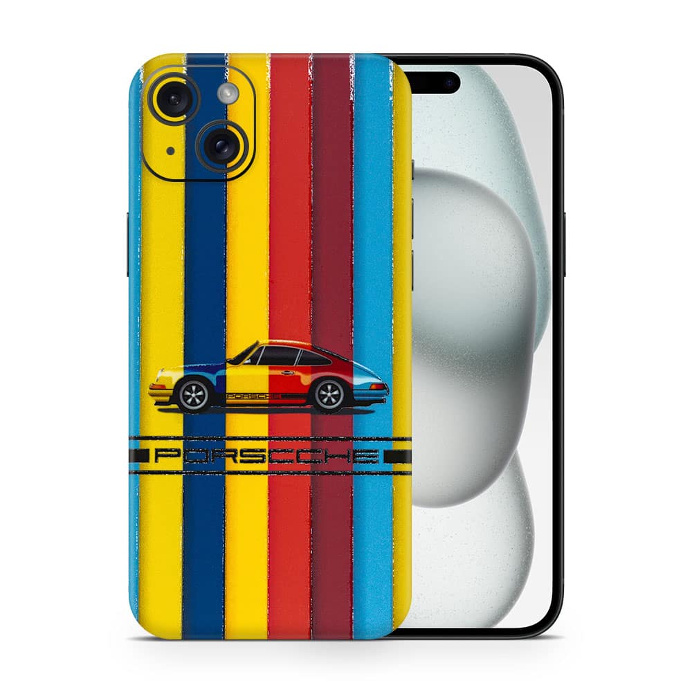 Iphone 15 plus porsche multicolor 3d skin wrapitskin