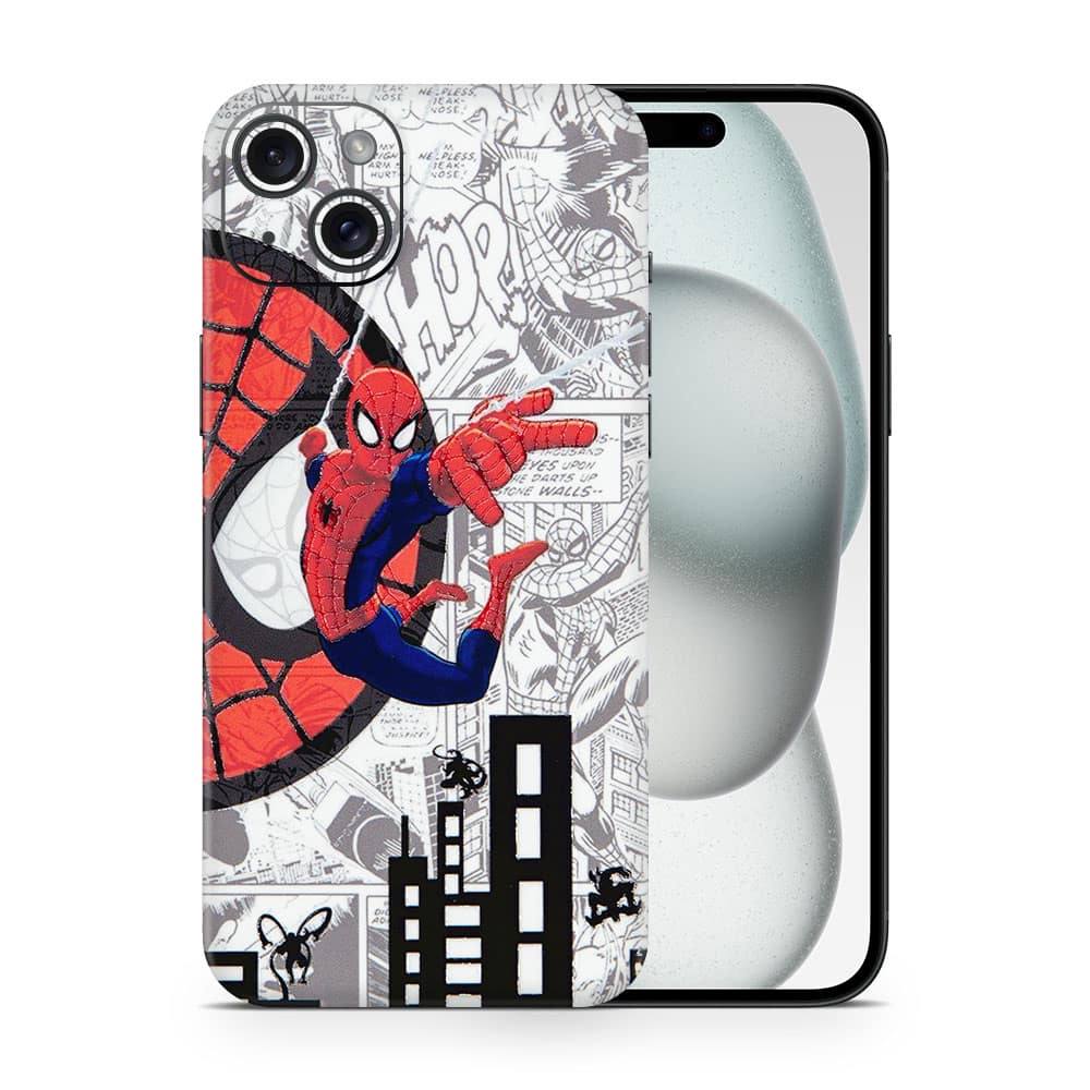 Iphone 15 plus spiderman comic 3d skin wrapitskin