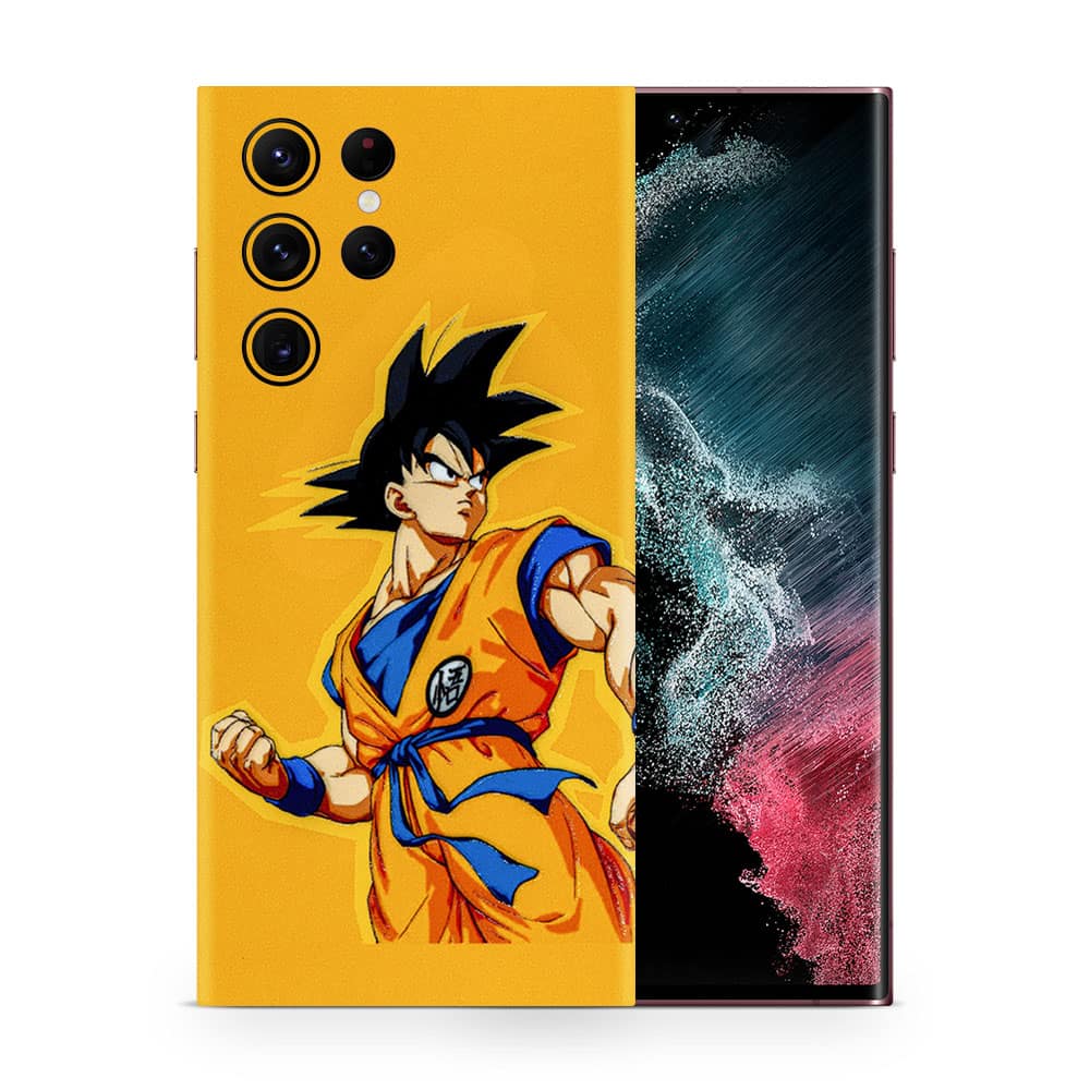 Galaxy s22 ultra goku yellow 3d skin wrapitskin