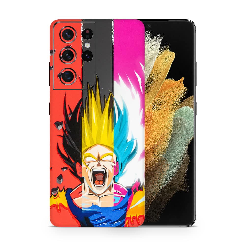 Galaxy s21 ultra angry goku 3d skin wrapitskin