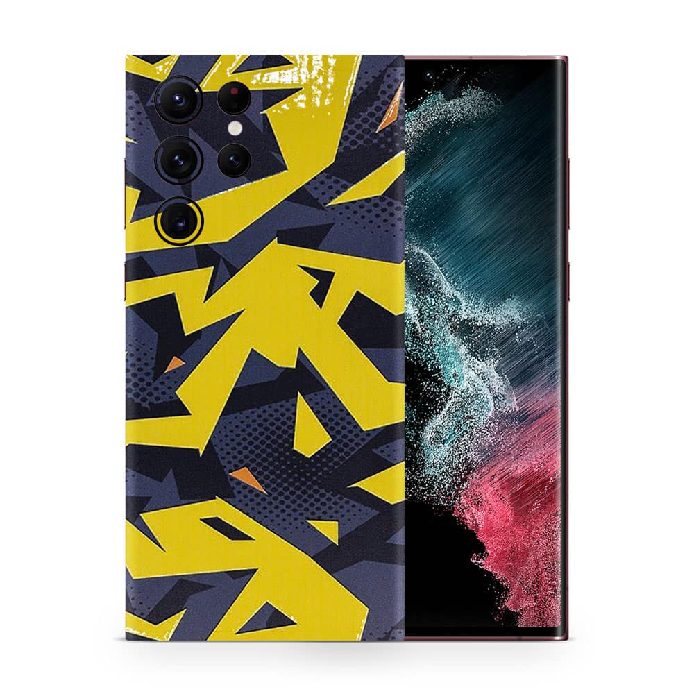 Galaxy s22 ultra abstract yellow 3d skin wrapitskin