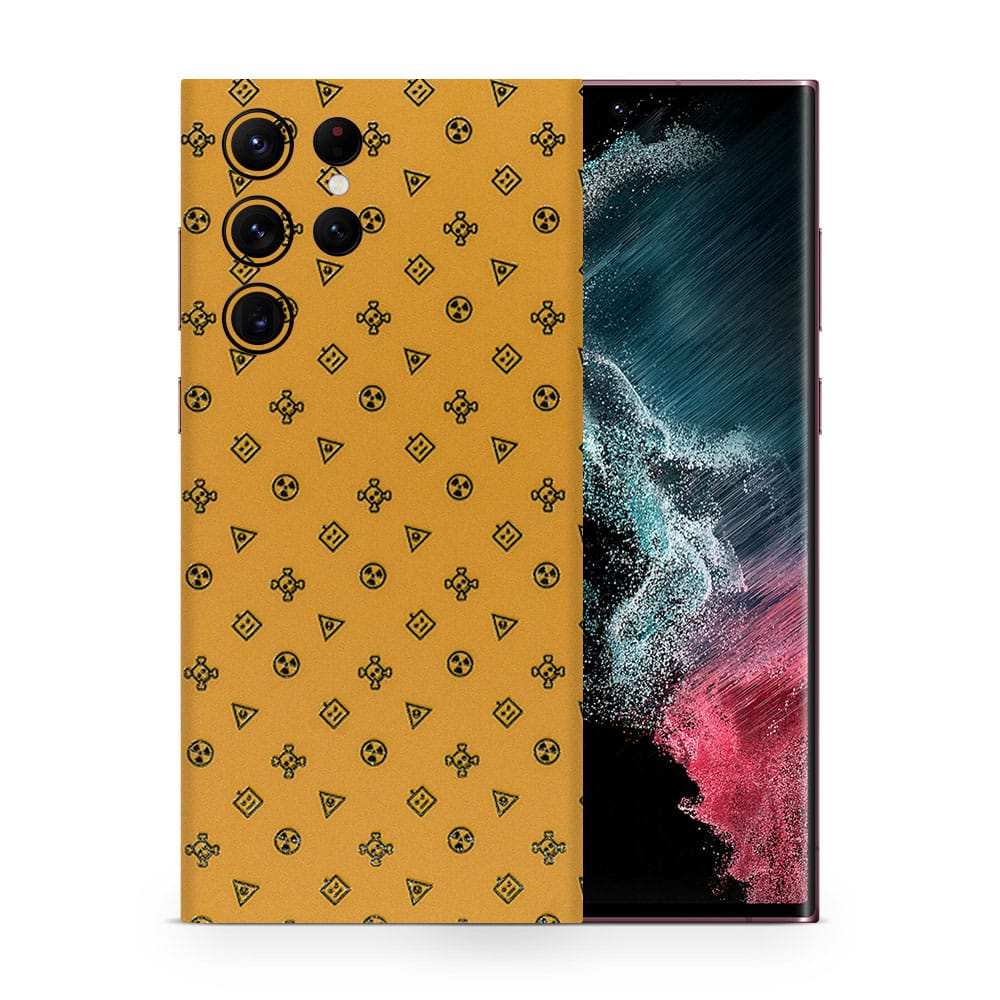 Galaxy s22 ultra yellow danger 3d skin wrapitskin