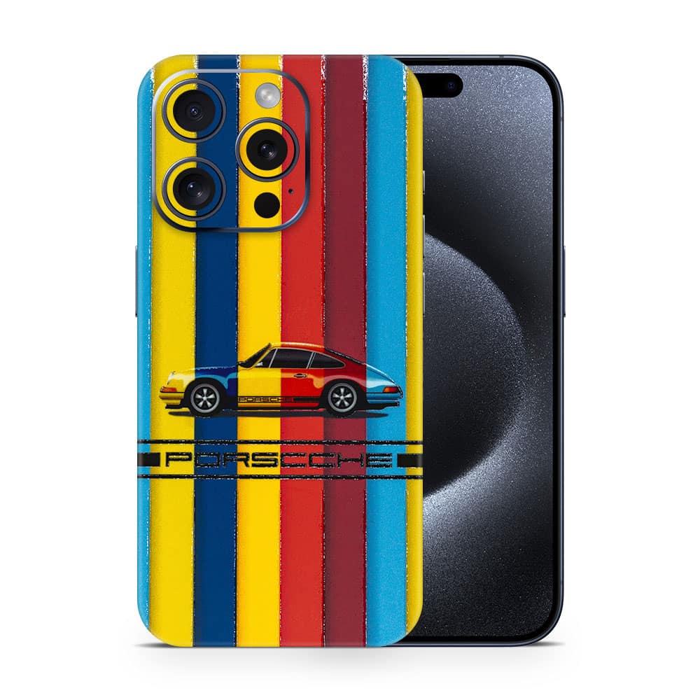 Iphone 15 pro porsche multicolor 3d skin wrapitskin