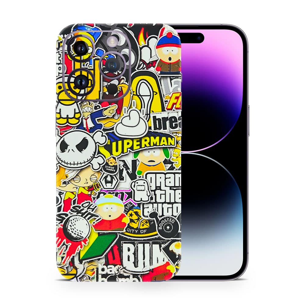 Iphone 14 pro max sticker bomb 3d skin wrapitskin