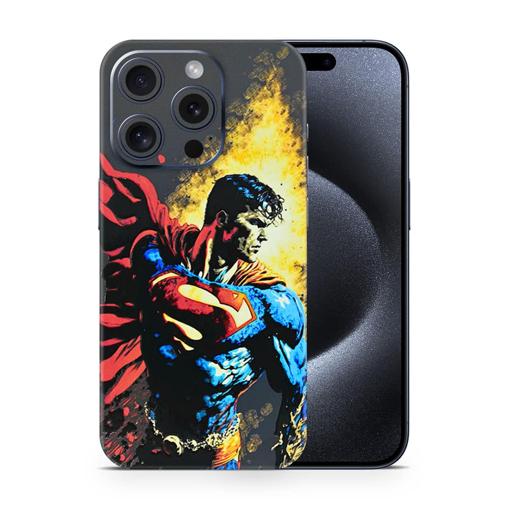 Iphone 15 pro superman comic 3d skin wrapitskin