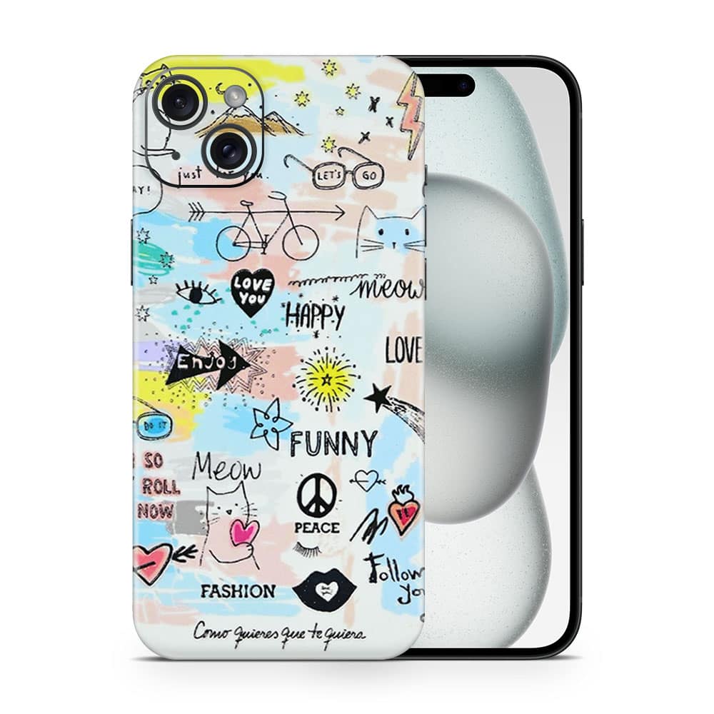 Iphone 15 plus doodles 3d skin wrapitskin