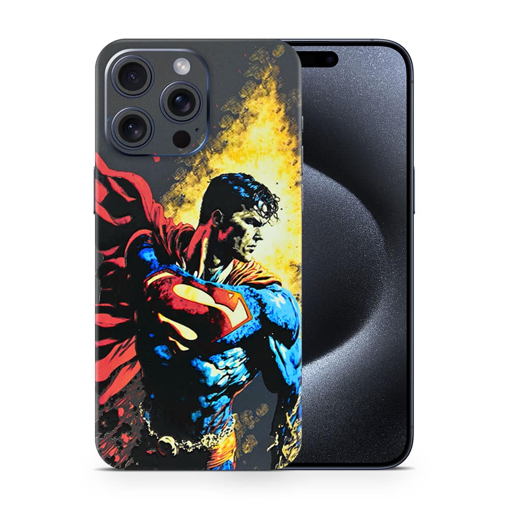 Iphone 15 pro max superman comic 3d skin wrapitskin