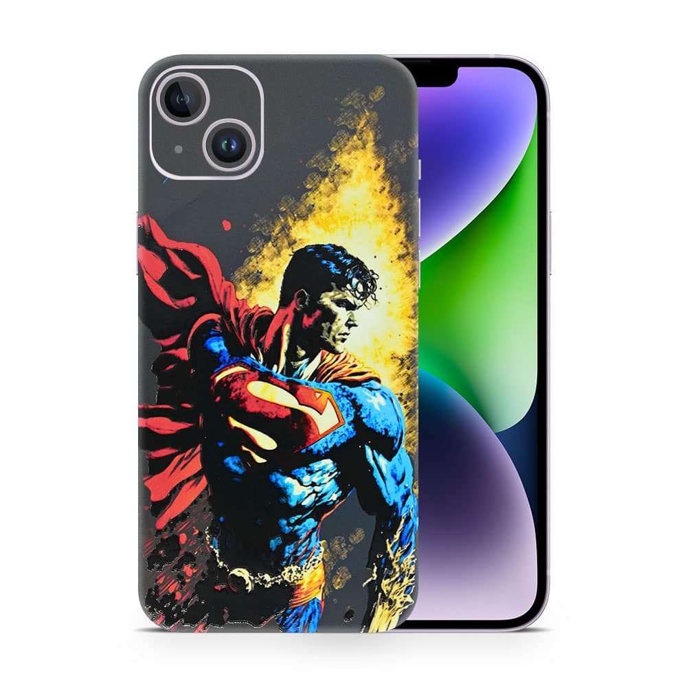 Iphone 14 plus superman comic 3d skin wrapitskin