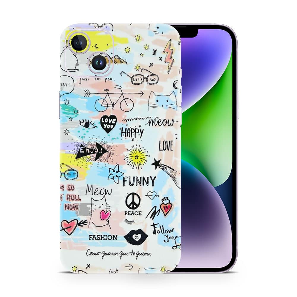 Iphone 14 doodles 3d skin wrapitskin