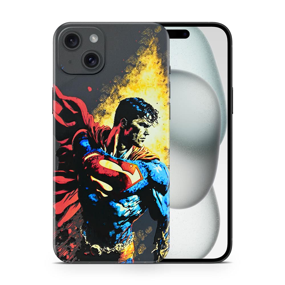 Iphone 15 plus superman comic 3d skin wrapitskin