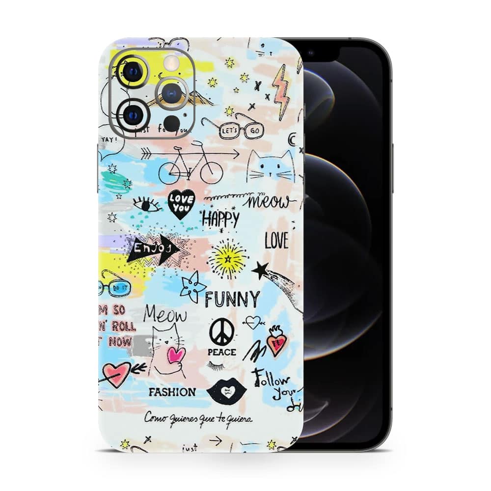 Iphone 12 pro doodles 3d skin wrapitskin