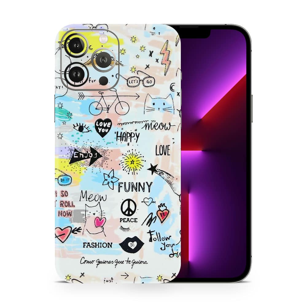 Iphone 13 pro max doodles 3d skin wrapitskin