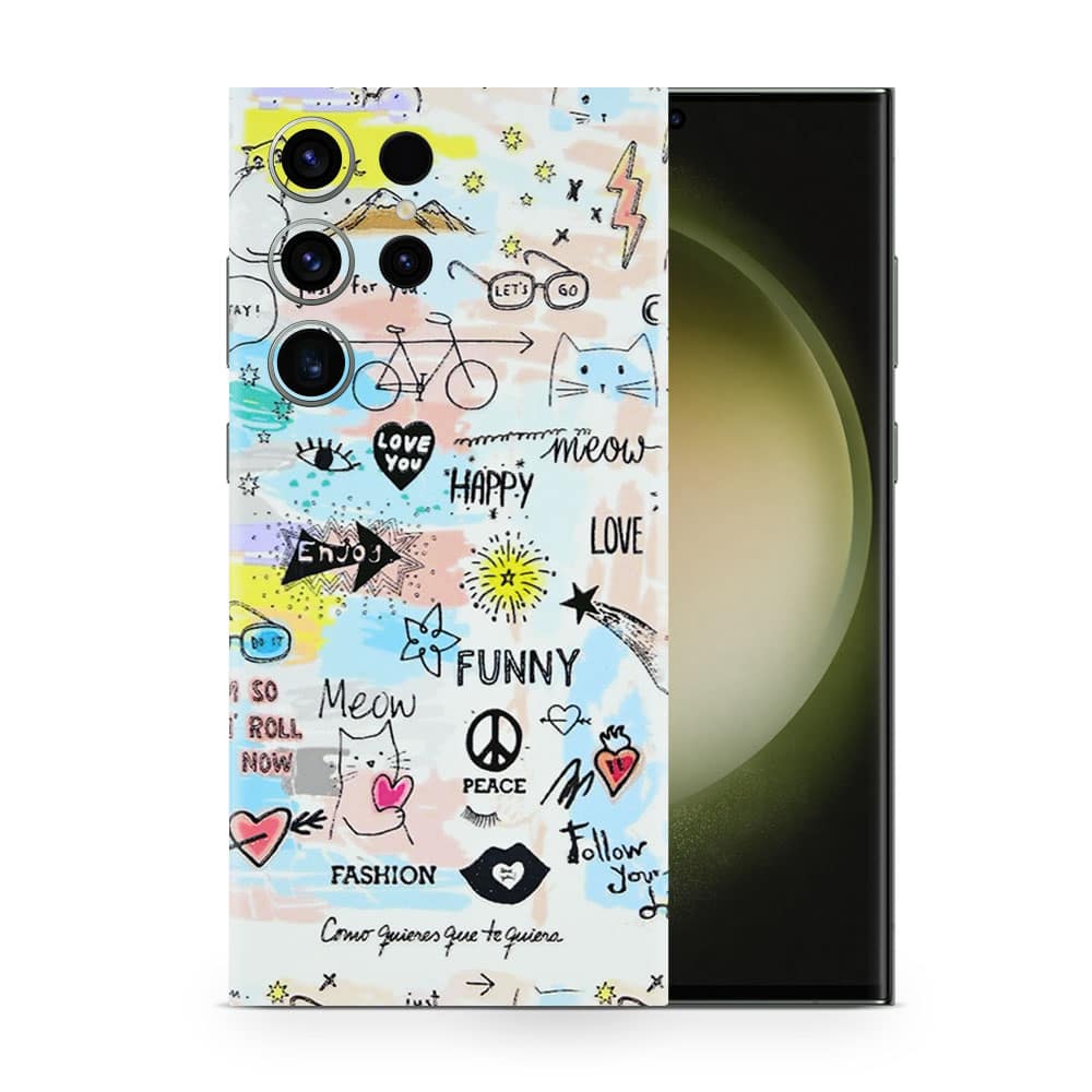 Galaxy s23 ultra doodles 3d skin wrapitskin