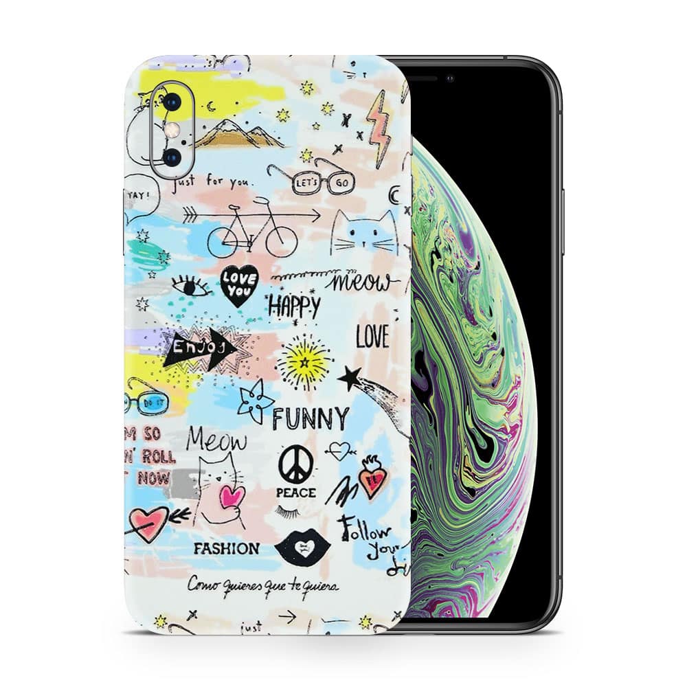 Iphone xs doodles 3d skin wrapitskin