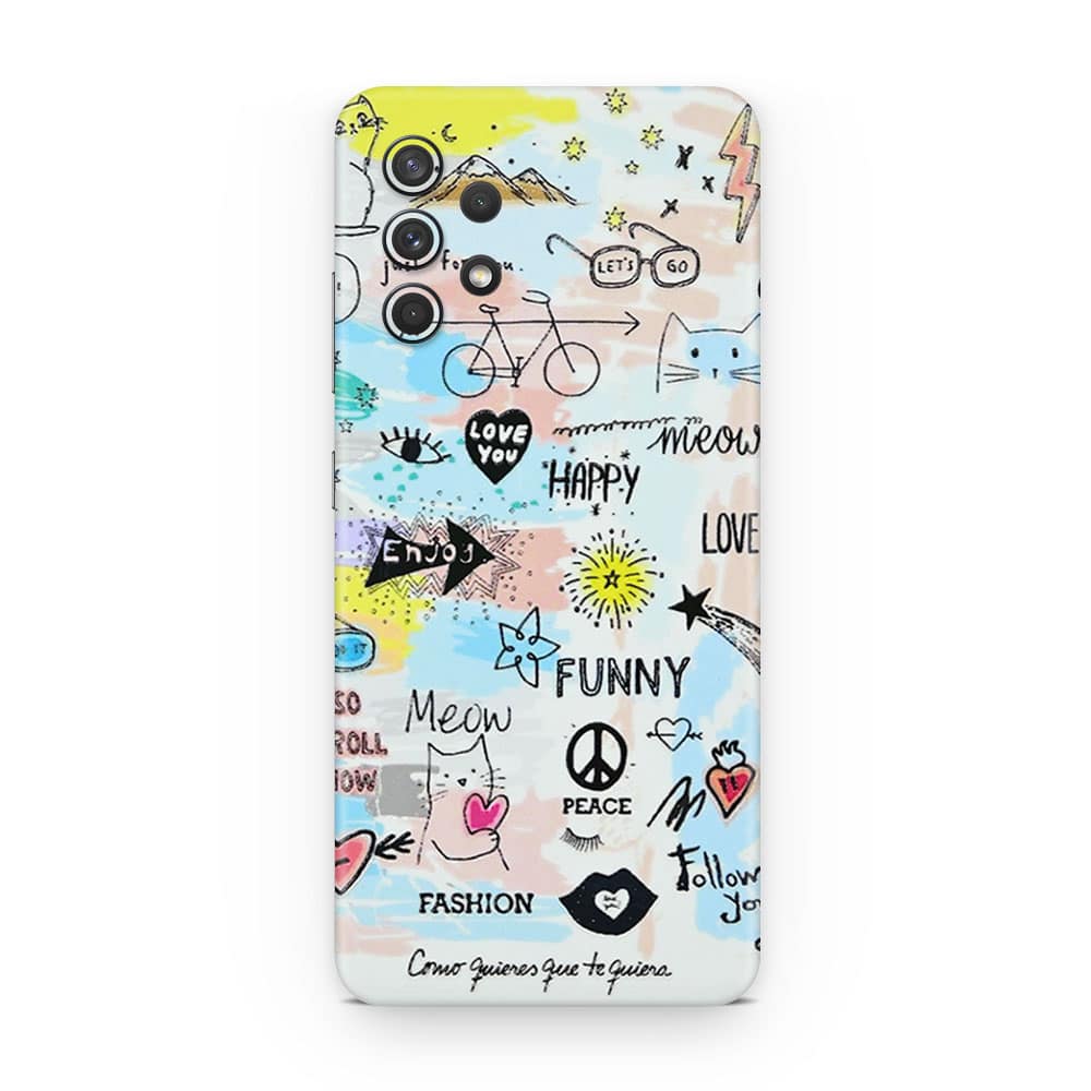 Galaxy a32 doodles 3d skin wrapitskin