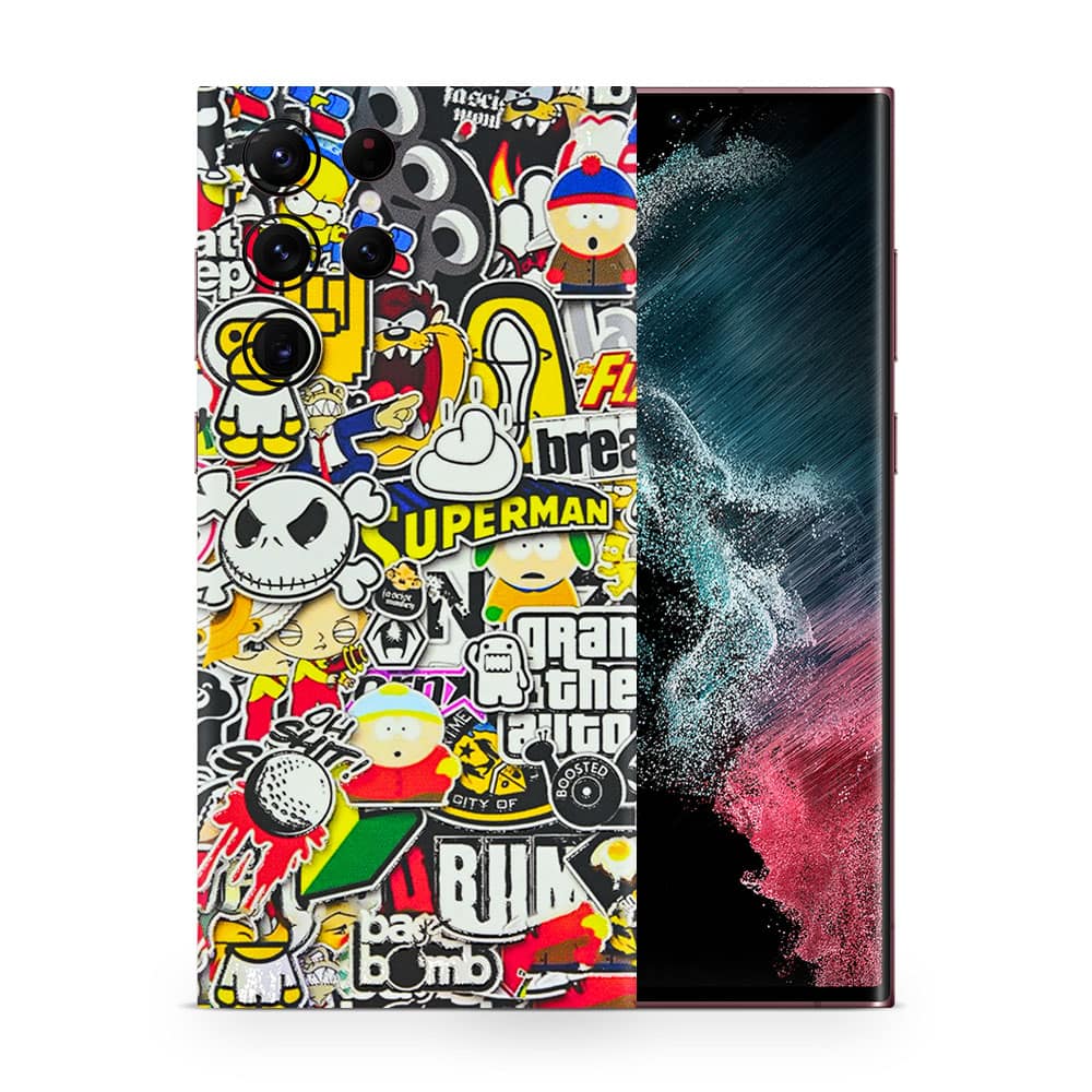 Galaxy s22 ultra sticker bomb 3d skin wrapitskin