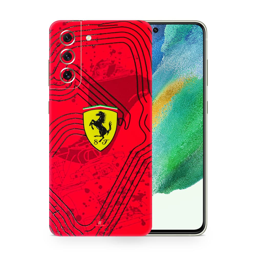 Galaxy s21 fe ferrari's blaze 3d skin wrapitskin