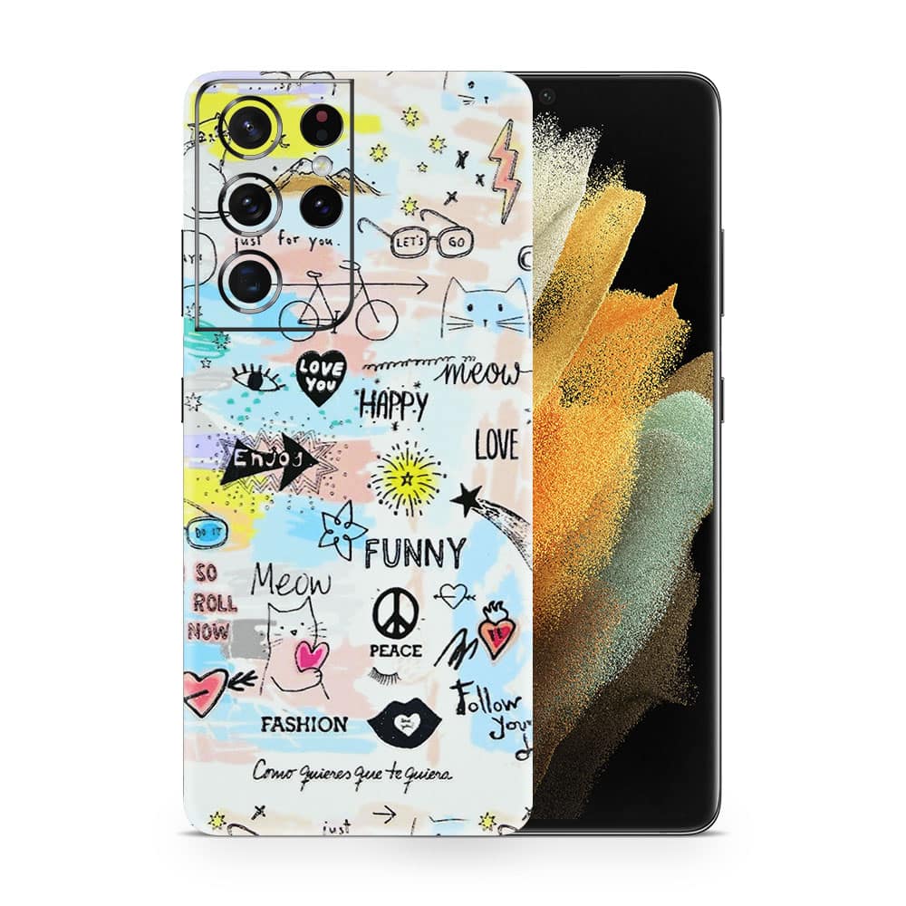 Galaxy s21 ultra doodles 3d skin wrapitskin