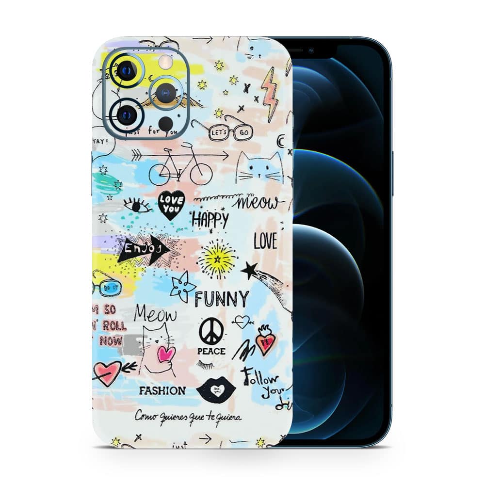 Iphone 12 pro max doodles 3d skin wrapitskin