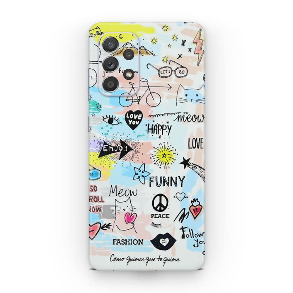 Galaxy a72 doodles 3d skin wrapitskin