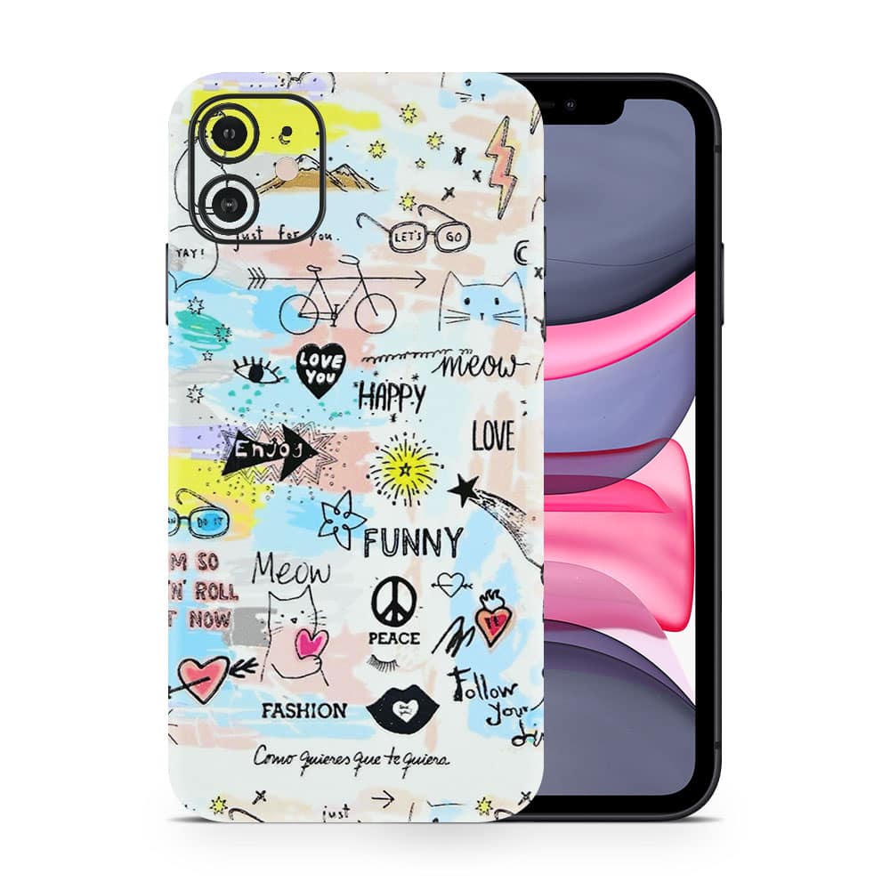 Iphone 11 doodles 3d skin wrapitskin