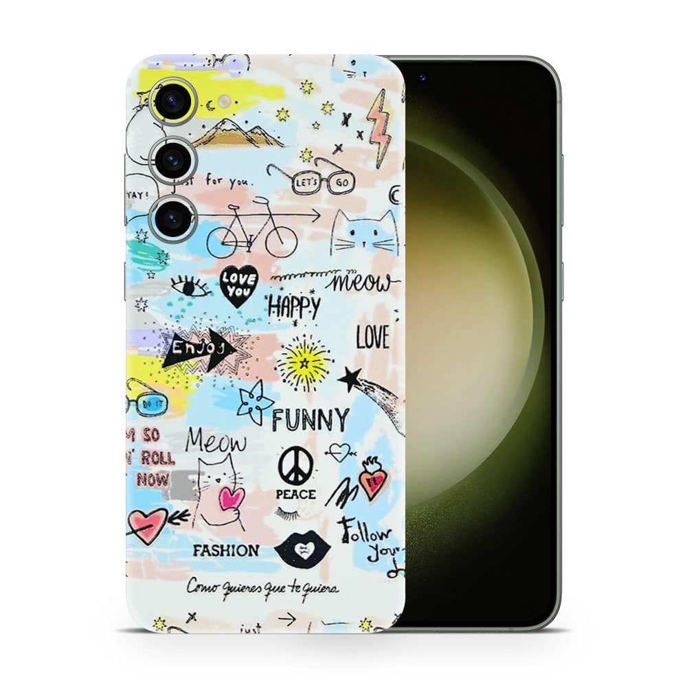 Galaxy s23 plus doodles 3d skin wrapitskin